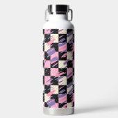 Rosa und lila retro karierte Flasche oder Tumbler (Vorderseite)