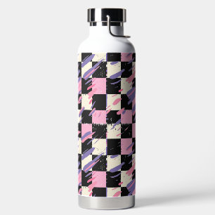 Rosa und lila retro karierte Flasche oder Tumbler