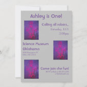 Rosa und Lila Robot Science-Party Einladung (Vorderseite)