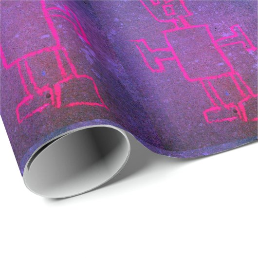 Rosa und Lila Robot Wrapping Paper Geschenkpapier (Rolleneckpunkt)
