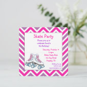 Rosa und Lila Roller Skate Geburtstag Einladung (Stehend Vorderseite)