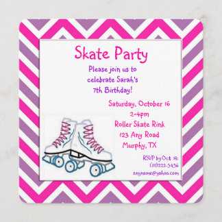 Rosa und Lila Roller Skate Geburtstag Einladung