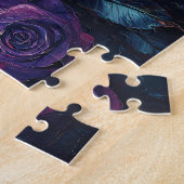 Rosa und Lila Rose auf Holz Puzzle (Seite)