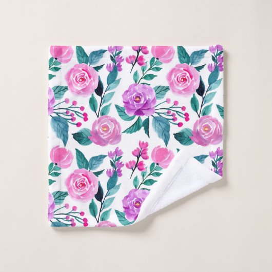 Rosa und lila Rose Badhandtuch Set (Waschlappen)