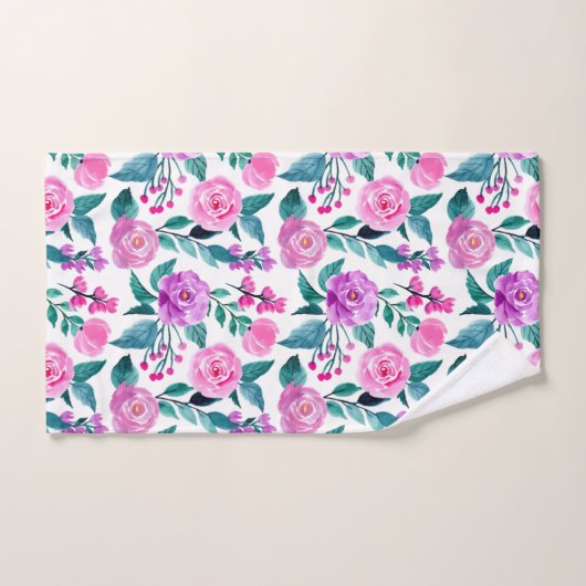 Rosa und lila Rose Badhandtuch Set (Handtuch)