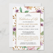 Rosa und Lila Rose Beerdigung des Lebens Einladung (Vorderseite)