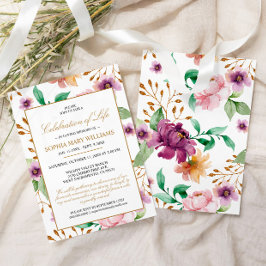 Rosa und Lila Rose Beerdigung des Lebens Einladung