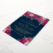 Rosa und Lila Rose Blau Hochzeit Gold Folieneinladung (Gedreht)