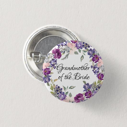 Rosa und Lila Rose Blumengroßmutter Button (Vorne & Hinten)
