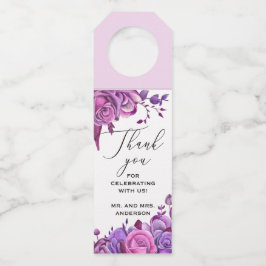 Rosa und lila Rose. Blumenhochzeit vielen Dank Flaschenanhänger