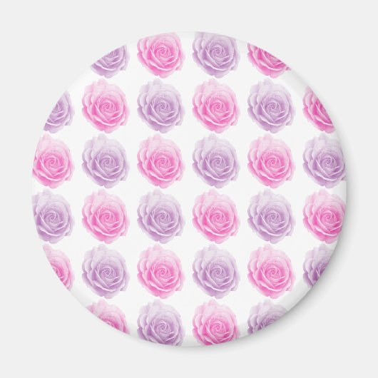 Rosa und lila Rose Blumenmuster Magnet (Vorne)