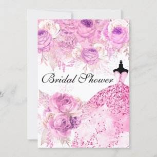Rosa und Lila Rose Dress Brautparty einladen Einladung