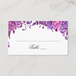 Rosa und lila Rose. Hochzeit von Aquarellfarben-Bl Platzkarte