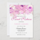 Rosa und Lila Rose Kleidung Sweet 16 Einladung (Rückseite)