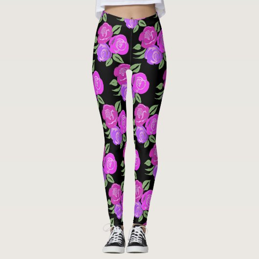 Rosa und Lila Rose Leggings (Vorderseite)