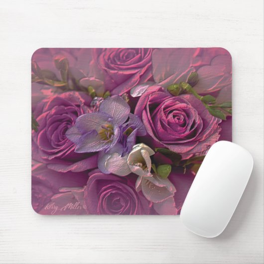 Rosa und Lila Rose Mausknöpfe Mousepad (Mit Mouse)