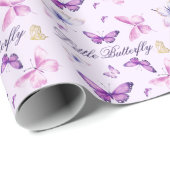 Rosa und Lila Schmetterling-Kindergeburtstag Geschenkpapier (Rolleneckpunkt)