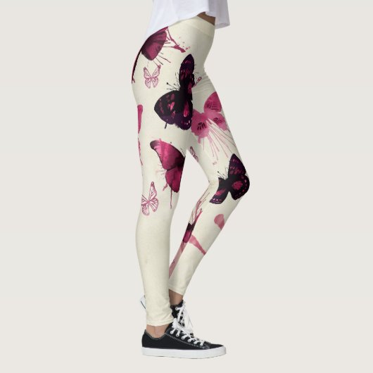 Rosa und lila Schmetterling-Leggings Leggings (Rechts)