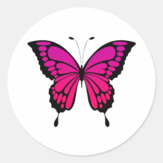 Rosa und lila Schmetterling Runder Aufkleber