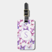rosa und Lila Schmetterlinge Gepäckanhänger (Vorderseite vertikal)