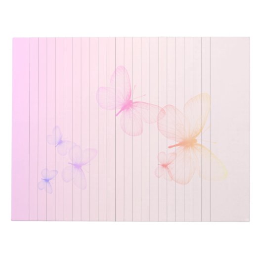 Rosa und Lila Schmetterlinge in Druckfarben Notizblock (Vorderseite)