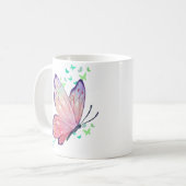 Rosa und Lila Schmetterlinge Kaffeetasse (Vorderseite Links)