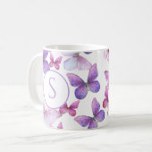 rosa und Lila Schmetterlinge Kaffeetasse (Vorderseite Links)