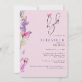 Rosa und Lila Schmetterlinge Oh Girl Baby Dusche Einladung (Vorderseite)