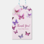 Rosa und Lila Schmetterlingsdusche Geschenkanhänger (Vorderseite)