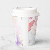 Rosa und Lila Schmetterlingspapiertasse Pappbecher (Rechts)