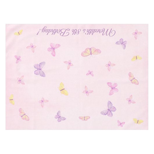 Rosa und Lila Schmetterlingsplatz Party Tischdecke (Vorderseite (Horizontal))