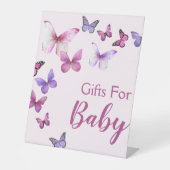 Rosa und Lila Schmetterlingsspenden Sockelschild (Vorderseite)