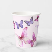 Rosa und Lila Schmetterlingswaage Pappbecher (Rückseite)