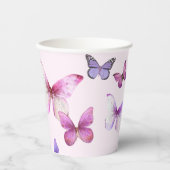 Rosa und Lila Schmetterlingswaage Pappbecher (Vorderseite)