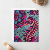 Rosa und Lila Seepferd Mitteilungskarte (Vorderseite/Rückseite Beispiel)