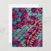 Rosa und Lila Seepferd Mitteilungskarte (Vorne/Hinten)