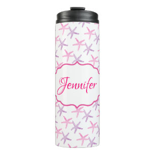 Rosa und Lila Seesterne Personalisiert Thermosbecher