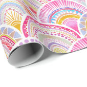 Rosa und Lila Seigaiha Wave Oriental Muster Geschenkpapier (Rolleneckpunkt)