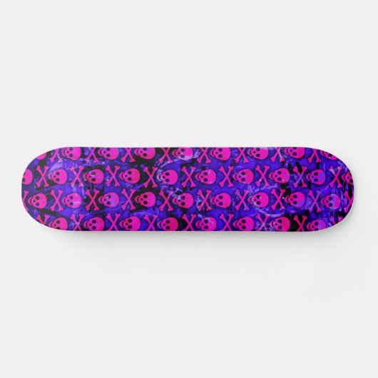 Rosa und Lila Skulls Skateboard Deck (Horizontal)