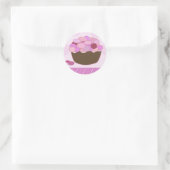 Rosa und Lila Smartie Cupcake Runder Aufkleber (Tasche)