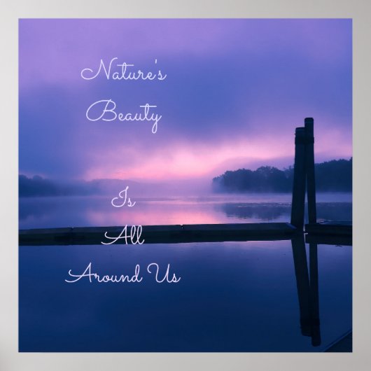 Rosa und Lila Sonnenaufgang über Wasser Poster (Vorne)