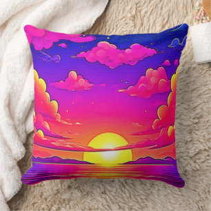 Rosa und lila Sonnenuntergang Kissen