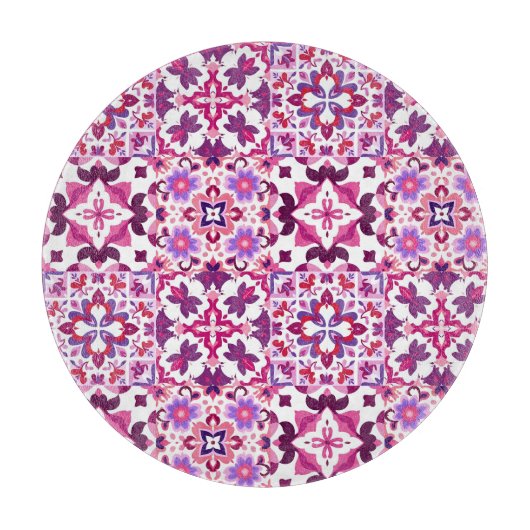 Rosa und Lila spanische Fliesen Schneidebrett (Vorderseite)