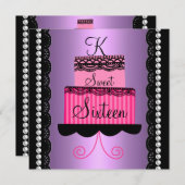 Rosa und lila Spitze-16. Geburtstag-Einladung Einladung (Vorne/Hinten)