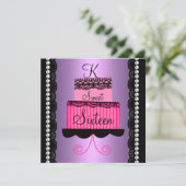 Rosa und lila Spitze-16. Geburtstag-Einladung Einladung (Stehend Vorderseite)