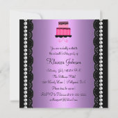 Rosa und lila Spitze-16. Geburtstag-Einladung Einladung (Rückseite)