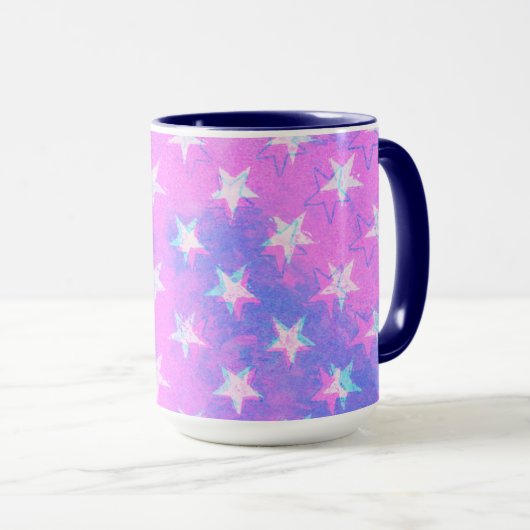 Rosa und Lila Star-Stars-Tasse-Cup Tasse (VorderseiteRechts)