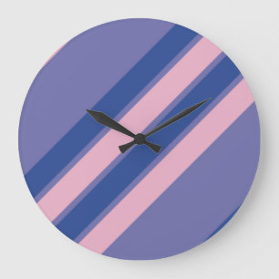 Rosa und Lila Streifen Große Wanduhr