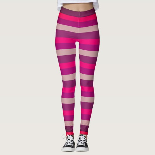 Rosa und Lila Streifen Leggings (Vorderseite)