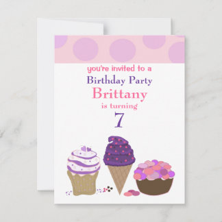 Rosa und Lila süße Leckereien zum Geburtstag Einla Einladung